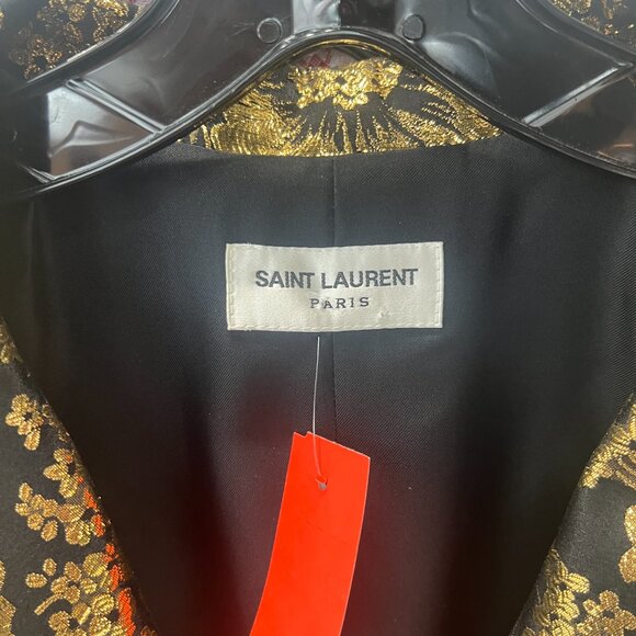 $3690 Saint Laurent 2021 Black Gold Metallic Floral Blazer Jacket size FR 40/8 - Picture 11 of 14
